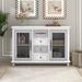 Retro Style Cabinet with 4 Drawers and 2 Iron Mesh Doors - N/A