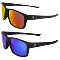 Alpha Omega 4 Wraparound Sports Motorcycle Sunglasses Riding Glasses for Men or Women 2 Pair Black Frame w/Blue & Red Mirror Lenses