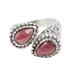 Red Perseverance,'Polished Sterling Silver Wrap Ring with Natural Garnet Gems'