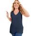 Plus Size Women's V-Neck One + Only Tank Top by June+Vie in Navy (Size 30/32)