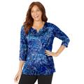 Plus Size Women's Wrap Front Top by Catherines in Navy Swirl (Size 6X)