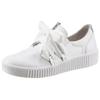 Slip-On Sneaker GABOR, Damen, Gr. 38, silber (weiß, silberfarben), Kalbsleder, kontrastfarbene Details, sportlich, Schuhe, Schnürschuh, Halbschuh, Slipper mit aufgesetzter Zierschnürung