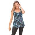 Plus Size Women's Back Smoother Tankini Top by Woman Within in Blue Painterly Leaves (Size 34)