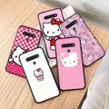 Coque noire pour Samsung Galaxy Note 8 9 10 S10 S10E A8 Plus A8 A9 A33 A53 A75 Lite Hello Kitty