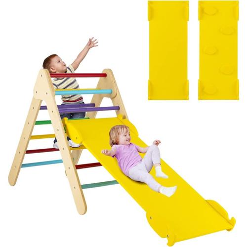 Costway - Arrampicata Giocattolo a Triangolo per Bambini 3 in 1, Arrampicatore con Rampa di Scivolo