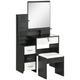 Ensemble coiffeuse tabouret 4 tiroirs 4 étagères miroir noir blanc