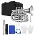 Eccomum Bb Trumpet Mini Pocket Trumpet with Mouthpiece Carry Bag Gloves Cleaning Cloth Brass Instrument