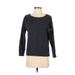 Gap Fit Outlet Sweatshirt: Scoop Neck Covered Shoulder Gray Color Block Tops - Women's Size X-Small