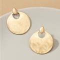 Anthropologie Jewelry | New Love, Kuza Goldtone Hammered Circle Drop Earrings | Color: Gold | Size: Os