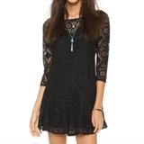 Free People Dresses | Free People Walking To The Sun Black Lace Dress | Color: Black | Size: 6