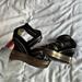 Coach Shoes | Coach Black And Good Strappy Wedge Heels | Color: Black/Gold | Size: 6