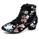 HROYL Women Latin Dance Ankle Boots Lace Up Low Heel Breathable Comortable Salsa Latin Line Dance Shoes YH-3.5-R,UK 5