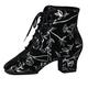 HROYL Women Latin Dance Ankle Boots Lace Up Low Heel Breathable Comortable Salsa Latin Line Dance Shoes TJYH-5-R,UK 6