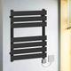 Warmehaus Thermostatic Electric Heated Towel Rail Radiator for Bathroom Black Flat Panel 650x500mm