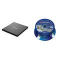 Verbatim Externer Slimline Bluray Writer mit USB 3.2-Kabel, externer DVD und Bluray Brenner, Bluray Player & DVD Drive für Wiedergabe in Ultra HD 4K, inkl. 25er Spindel Datalife Blu-ray 25GB