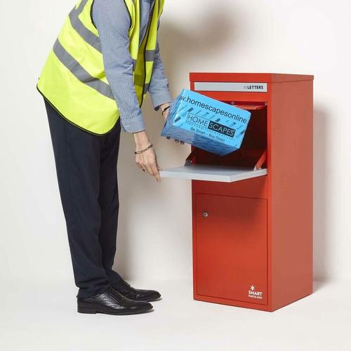 Paketbriefkasten Paketkasten Standbriefkasten Paketbox, Entnahme hinten & vorne, Rot – Rot – Smart