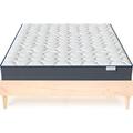 Ensemble lit effet chêne 160x200 + Matelas à mémoire de forme 22cm