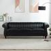 Classic Design 84'' Pu Rolled Arm Chesterfield Three Seat Sofa with Solid Wood Frame and Wood Legs Suitable for Living Room