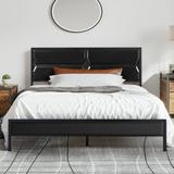VECELO Wood Platform Bed Frame with headboard, Queen Size Bed