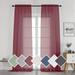 OVZME Sheer Curtains 108 inches Long Set of 2 Window Treatments Rod Pocket Drapes for Living Room Bedroom Semi Sheer Voile Curtain Panels for Yard Patio Villa Parlor 40 x108 Burgundy