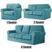 Luxury Velvet Couch Cover 7 Piece Stretch Sofa Covers for 3 Cushion Couch Thick Soft Spandex Sofa Slipcover Living Room Anti Slip Dogs Pet Furnitre Protector Blue 3-Seater Sofa Cover