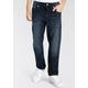 Stretch-Jeans KANGAROOS "regular fit mit geradem Beinverlauf", Jungen, Gr. 140, N-Gr, blau (dunkelblau), Denim/Jeans, Obermaterial: 98% Baumwolle, 2% Elasthan, bestickt, Basic, Basic lang, Jeans, bequeme Passform, gerades Bein, niedrige Leibhöhe