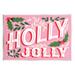 Stupell Industries Bold Holly Jolly Phrase Wall Plaque Art By The Saturday Evening Post in Pink | 10 H x 15 W x 0.5 D in | Wayfair ar-588_wd_10x15