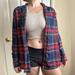 American Eagle Outfitters Tops | American Eagle Outfitters Boyfriend Fit Plaid Flannel | Color: Blue/Red | Size: M