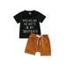 Jkerther Toddler Baby Boy Shorts Set Summer T-Shirt Tops Short Sleeve Letter Printed Solid Short Pants Outfits 2Pcs Clothing Set