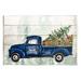 The Holiday Aisle® Merry Christmas Blue Holiday Truck by Kim Allen - Unframed Graphic Art on MDF in Blue/Green | 13 H x 19 W x 0.5 D in | Wayfair