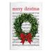 The Holiday Aisle® Merry Christmas Song Wreath by Lettered & Lined - Unframed Graphic Art on MDF in Gray/Green/Red | 19 H x 13 W x 0.5 D in | Wayfair