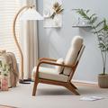 Lounge Chair - Corrigan Studio® Kyshana 25.6" W Linen Lounge Chair Linen in White/Brown | 36.6 H x 25.6 W x 34.6 D in | Wayfair