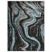 Black/Blue 84 x 60 x 0.5 in Area Rug - Orren Ellis HR Turqouise Grey Black Modern Contemporary Abstract Area Rugs Marble Pattern | Wayfair