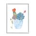 Stupell Industries Cactus Succulent Planter Framed Giclee Art By Sally Swatland Wood in Blue/Brown | 30 H x 24 W x 1.5 D in | Wayfair