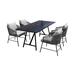 AllModern Margaux Rectangular 4 - Person 32" Long Outdoor Dining Set w/ Cushions Wood/Metal in Gray/Black | 71 W x 32 D in | Wayfair