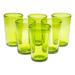 Orren Ellis Hodimont Handmade Refreshing Forest 6 Pieces 13 oz. Glassware Set Glass in Green | 5.5 H x 3.5 W in | Wayfair