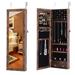 Latitude Run® Full-Length Mirror Jewelry Cabinet, Jewelry Armoire Wall Mounted Over The Door Hanging, Lockable Manufactured in Brown | Wayfair