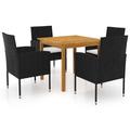 Latitude Run® Patio Dining Set Outdoor Dining Table & Chairs Patio Conversation Set Wood/Metal in Black | Wayfair 562D45BD3717415DA46EC856DA760EC8