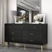 Willa Arlo™ Interiors Temme 7 Drawer Mid Century Modern Dresser Wood in Black | 31.5 H x 55.9 W x 15.7 D in | Wayfair