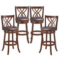 Red Barrel Studio® Red Barrel Studio Swivel Counter Height Dining Pub Chairs w/ Rubber Wood Legs Wood/Upholstered/Leather in Brown | Wayfair