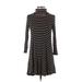 American Eagle Outfitters Casual Dress - A-Line Turtleneck 3/4 sleeves: Black Print Dresses - Women's Size Small