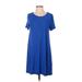 Aryeh Casual Dress - A-Line Scoop Neck Short sleeves: Blue Print Dresses - Women's Size Small