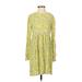 BP. Casual Dress - A-Line Crew Neck Long sleeves: Green Floral Dresses - Women's Size 2X-Small