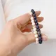 Bracelets de couronne à rayures de marbre noir et blanc pour femmes et hommes Bracelets élastiques