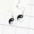 Boucles d'oreilles en forme de goutte ronde pour femmes Simple noir et blanc Tai Chi yin-yang à