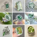 Bague de mariage en pierre verte pour femme bijoux de fiançailles en cristal noble cadeaux de