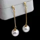 Boucles d'oreilles longues en perles pour femmes bijoux suspendus couleur or imitation perle