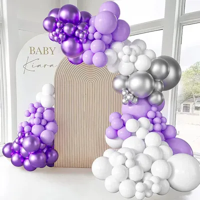 Kit de guirxiété d'arc de ballon violet pastel ballons argentés violets décorations de mariage