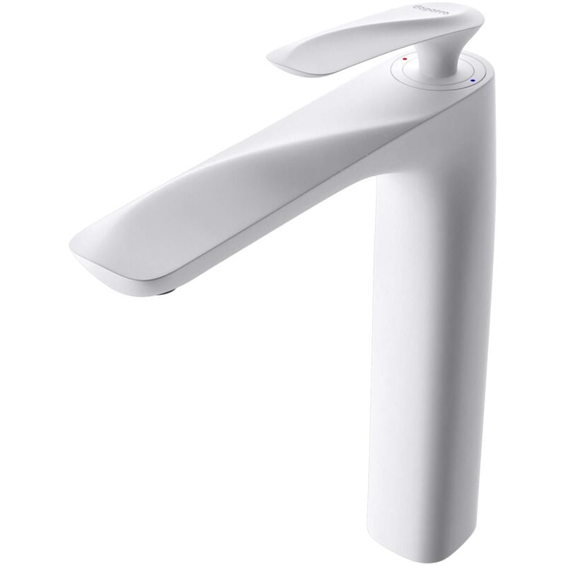 Design Wasserhahn Bad Weiß Waschtischarmatur für Waschbecken Waschbeckenarmatur Bad 28 cm hoch