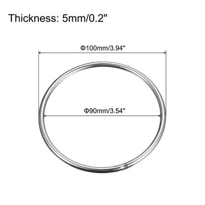 304 Stainless Steel O Rings, 1pcs Metal Welded O-rings Round Rings - Silver Tone